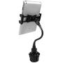 Macally 2 in 1 Phone & Tablet Car Mount for Cup Holder - Flexible 12” Gooseneck and 360° Rotating Base - Phone, Tablet, & iPad Holder for Car - Fits Devices up to 8” Wide