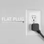 GE Designer 1 Ft Power Strip with 6 Inch Braided Extension 3 Grounded Outlets, Flat Plug, Mini Cord, Premium, Black, 45191