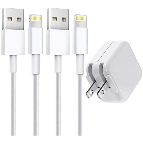 [Apple MFi Certified] iPad Charger, Stuffcool 2.4A 12W USB Wall Charger with Foldable Plug & 2 Pack 6FT Lightning Cable Fast Charging Data Sync Transfer Compatible with iPhone 12/11/XS/XR/X 8 7 6/iPad