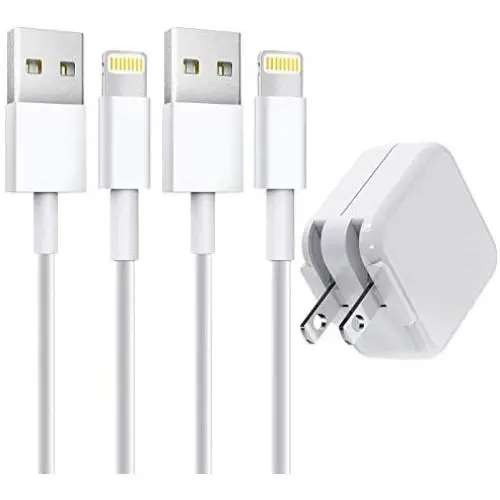 [Apple MFi Certified] iPad Charger, Stuffcool 2.4A 12W USB Wall Charger with Foldable Plug & 2 Pack 6FT Lightning Cable Fast Charging Data Sync Transfer Compatible with iPhone 12/11/XS/XR/X 8 7 6/iPad