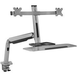 Mount-It! Stand Up Workstation with Dual Monitor Mount - Standing Desk Converter with Height Adjustable Keyboard & Counterbalance Monitor Arm