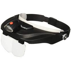 Carson Optical Pro Series MagniVisor Deluxe Head-Worn LED Lighted Magnifier with 4 Different Lenses (1.5X, 2X, 2.5X, 3X) (CP-60), Black, 4-Inch