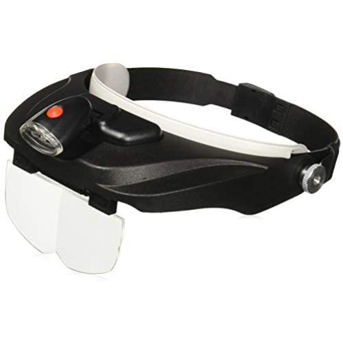 Carson Optical Pro Series MagniVisor Deluxe Head-Worn LED Lighted Magnifier with 4 Different Lenses (1.5X, 2X, 2.5X, 3X) (CP-60), Black, 4-Inch