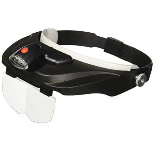 Carson Optical Pro Series MagniVisor Deluxe Head-Worn LED Lighted Magnifier with 4 Different Lenses (1.5X, 2X, 2.5X, 3X) (CP-60), Black, 4-Inch