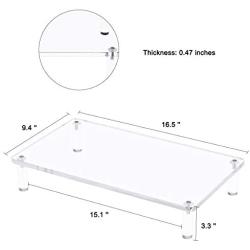 EAMATE Acrylic Monitor Stand Riser, 16.5 x 9.4 Inches Sturdy PC Desktop Riser with Anti-Slip Case for Keyboard Storage & Multi-Media, Computer Laptop, Printer, TV Screen in Office, Home, School