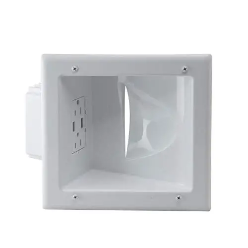 DATA COMM Electronics 45-0231-WH USB Recessed Media Box with Duplex Receptacle and 4.0 Amp Dual USB Ports
