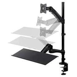 Monoprice Articulating Gas Spring Sit Stand Monitor and Keyboard Riser Desk Mount - Black, 26 Inch Table Top Workstation | Easy to Use, Compatible with Most Desks