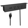 Desk Hanging Power Sockets with USB Ports & Surge Protector, 3 AC Outlets 2 USB Ports Fast Charge Sockets Mount Under Desk Table Edge, 6ft Extension Power Cord…