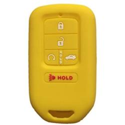 Yellow Silicone Key Cover Case Holder Chain Bag Key Fob Case Cover fit for 2015 2016 2017 Honda Civic Accord Pilot CR-V