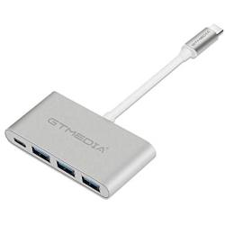 GTMEDIA 4-Ports USB-C Hub Adapter, Multifunctional 4-in-1 Type-C Data Transfer Splitter Connector, USB 3.1 C to 3 USB3.0 with 5V-20V / 3A Max Upstream Charging Port for Mac