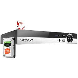 SAFEVANT 5MP Super HD 16 Channel Hybrid 5-in-1 DVR NVR Security Video Recorder with 2TB Hard Drive Build in, Supports Analog and ONVIF IP Cameras (Cameras Not Included)