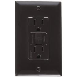 RV Designer S805, Dual GFCI Outlet with Cover Plate, Brown, AC Electrical