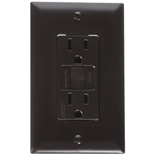 RV Designer S805, Dual GFCI Outlet with Cover Plate, Brown, AC Electrical