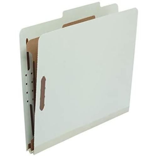 Amazon Basics Classification Folder- 100% Recycled, 1 Divider, 2-Inch Embedded, Letter, Light Green, 10-Pack