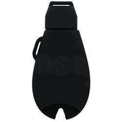 SEGADEN Silicone Cover Protector Case Holder Skin Jacket Compatible with DODGE JEEP CHRYSLER 4 Button Smart Remote Key Fob CV4752 Black