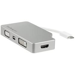 StarTech.com USB C Multiport Video Adapter with HDMI, VGA, Mini DisplayPort or DVI - USB Type C Monitor Adapter to HDMI 1.4 or mDP 1.2 (4K) - VGA or DVI (1080p) - Silver Aluminum (CDPVGDVHDMDP)