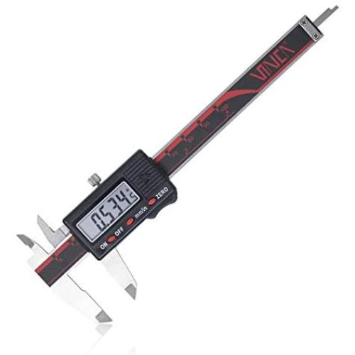 VINCA DCLA-0405 0-4 Inch/100mm Electronic Digital Vernier Micrometer Caliper Inch/Millimeter Stainless Steel Large LCD Screen Measuring Tool