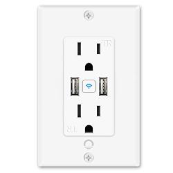 Smart Outlet with 2 USB Ports,Lumary Smart Outlet in Wall Works with Alexa & Google Assistant,15 Amp No Hub Required,ETL & FCC Certified(1 Pack).