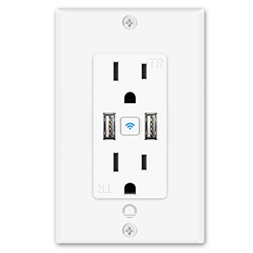 Smart Outlet with 2 USB Ports,Lumary Smart Outlet in Wall Works with Alexa & Google Assistant,15 Amp No Hub Required,ETL & FCC Certified(1 Pack).