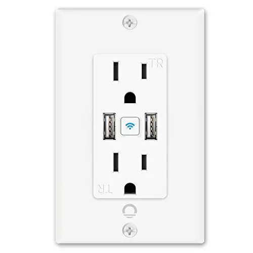 Smart Outlet with 2 USB Ports,Lumary Smart Outlet in Wall Works with Alexa & Google Assistant,15 Amp No Hub Required,ETL & FCC Certified(1 Pack).