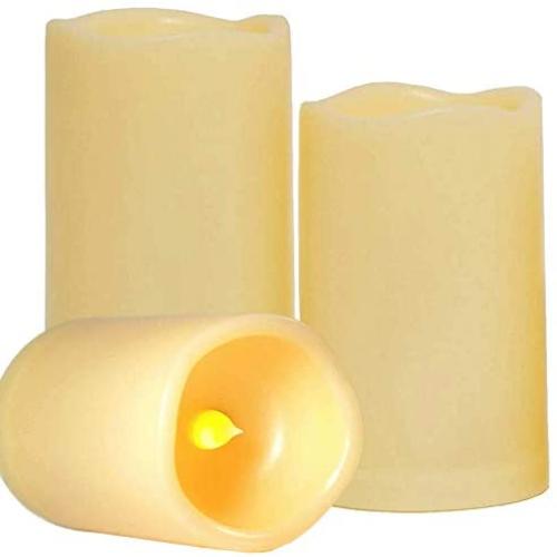 Outdoor Weatherproof Flameless Candles with Timer – SWEETIME Battery Operated Candles with Flickering Flame, Led Electronic Candles for Party Decor.