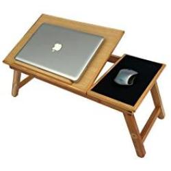 Space Saver Solid Wood Laptop Bed Tray Multiuse Laptop Table Desk W/built-in Mouse Pad Supports up to 18.4'' Screen - New Improved Model