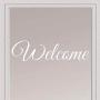 Rockmount Electronics - Welcome - UV Resistant, Waterproof, Durable - Peel & Stick Wall Decal Sticker for Front Door Modern Art Script Vinyl Lettering - 15'' x 4'', White