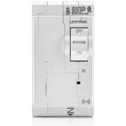 Leviton LB220-S 20 Amp, 2-Pole Plug-on Smart Standard Branch Circuit Breaker, 120 VAC, White