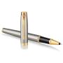 Parker IM Rollerball Pen, Brushed Metal and Gold with Fine Point Black Ink Refill (1975542)