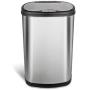 Ninestars DZT-50-13 Automatic Touchless Motion Sensor Oval Trash Can with Black Top, 13 gallon/50 L, Stainless Steel
