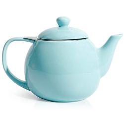 Sweese 221.102 Teapot, Porcelain Tea Pot with Stainless Steel Infuser, Blooming & Loose Leaf Teapot - 27ounce, Turquoise