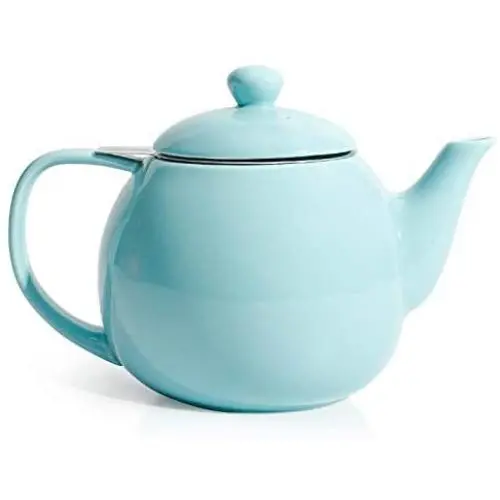 Sweese 221.102 Teapot, Porcelain Tea Pot with Stainless Steel Infuser, Blooming & Loose Leaf Teapot - 27ounce, Turquoise