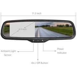 EWAY for Toyota Tundra 2007-2014 4.3'' Rear View Mirror Monitor with Tailgate Handle Backup Camera Kit Parking Waterproof CCD Reverse Reversing Night Vision Car Safety Backing Auto Cameras