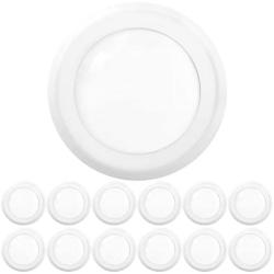 Sunco Lighting 12 Pack 5 Inch / 6 Inch Flush Mount Disk LED Downlight, 15W=100W, 2700K Soft White, 1050LM, Dimmable, Hardwire 4/6'' Junction Box, Recessed Retrofit Ceiling Fixture
