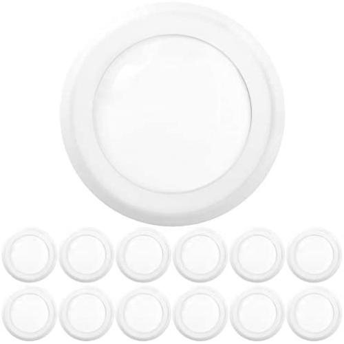Sunco Lighting 12 Pack 5 Inch / 6 Inch Flush Mount Disk LED Downlight, 15W=100W, 2700K Soft White, 1050LM, Dimmable, Hardwire 4/6'' Junction Box, Recessed Retrofit Ceiling Fixture