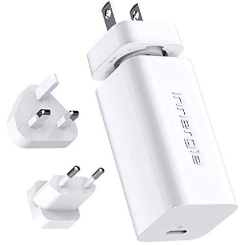60W USB-C Wall Charger, Portable Laptop/Phone USBC Power Travel Adapter, Compatible with iPhone 12 / MacBook Pro & Air 13 inch/iPad Pro, USB PD, Charge Fast, Small, Intl Plug [60C]