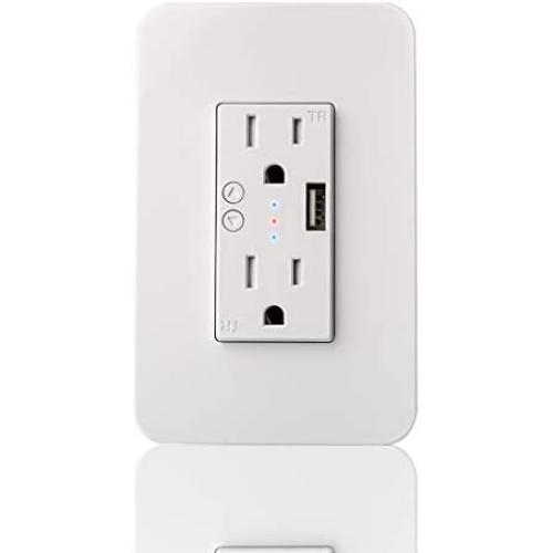 Smart Wi-Fi Light Switch, Works with Alexa, Google Home Compatible, iOS Android Smartphone Wireless Control, No Hub Required, Timer Schedule, Switch On Off (Wall Outlet)