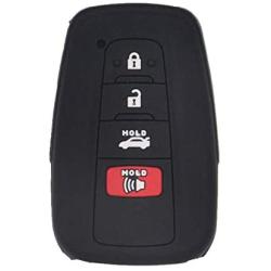 LemSa 2Pcs 4 Buttons Silicone Key Fob Cover Case Protector Holder for Toyota Camry C-HR Prius 2017 2018 2019 2020 HYQ14FBC, Black