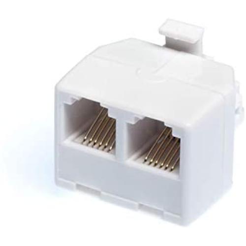 Duplex Jack Phone Wall Adapter - 2 Pack, White - 2-Way Phone Splitter (2 Lines) Wall Jack Phone RJ11 Adapter