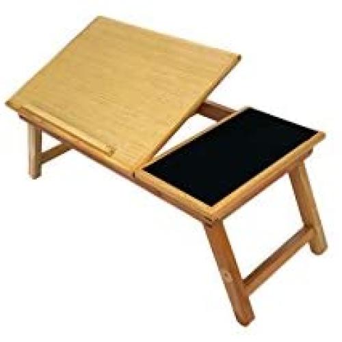 Space Saver Solid Wood Laptop Bed Tray Multiuse Laptop Table Desk W/built-in Mouse Pad Supports up to 18.4'' Screen - New Improved Model