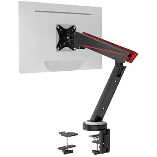 Single Gaming Monitor Mount Stand - Mechanical Spring Assisted Fully Adjustable Fit One Screen 17 to 32 inch, 17.6 lbs, RGB LED Backlit Base with USB, Mic, Audio Ports (GAMU001), Matte Black by WALI