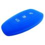 BAR Autotech Remote Key Silicone Rubber Keyless Entry Shell Case Fob and Key Skin Cover fit for Ford Focus 3 Escape Fiesta ST Titanium Mondeo Ecosport Kuga MK3 3 Buttons (1 Pair) (Blue)
