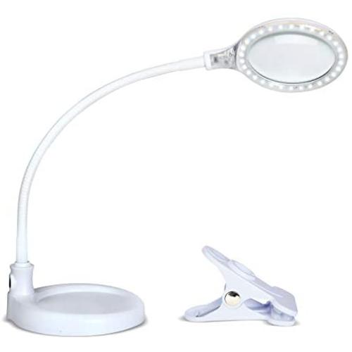 Brightech LightView Pro Flex 2 in 1: 2.25x Magnifier with Bright LED Light - Magnifying Glass Lamp with Base Stand & Clamp - for Reading, Painting, Sewing & Needle Crafts, Puzzle & Hobby Fans