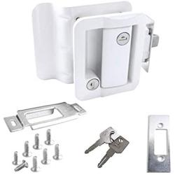 Entry Door Locks Latch Handle Deadbolt for RV Travel Trailers Black Universal(White)