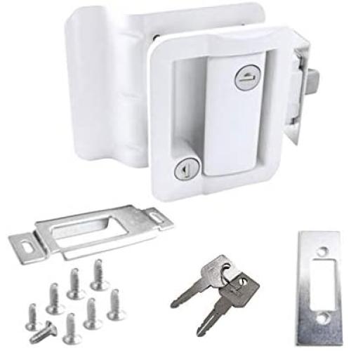Entry Door Locks Latch Handle Deadbolt for RV Travel Trailers Black Universal(White)