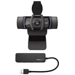 Logitech C920S HD Pro Webcam with Privacy Shutter Bundled with Knox Gear 4-Port 3.0 USB Hub (2 Items)