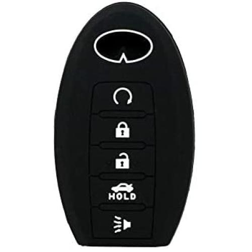 SEGADEN Silicone Cover Protector Case Holder Skin Jacket Compatible with INFINITI Q60 QX80 JX35 5 Button Smart Remote Key Fob CV4506 Black