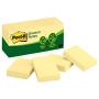 Post-it Greener Notes, 1.5x2 in, 12 Pads, Americas #1 Favorite Sticky Notes,Canary Yellow, Clean Removal, 100% Recycled Material (653 RP)