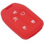 LemSa 2Pcs Rubber 5 Buttons Key Fob Cover Case Remote Keyless Protector Bag Holder Compatible with GMC Acadia Terrain Yukon Chevrolet Suburban Tahoe, Red Pink