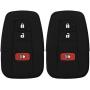 Lcyam 2Pcs Black Soft Material Silicone Key Fob Cover Case 3 Buttons Fits for Toyota Avalon Corolla Camry RAV4 Prius Smart Keyless Remote